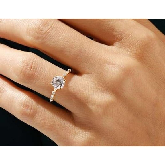 vylahjewellery 1.50 CT Round Cut Moissanite Diamond Ring 14K White Gold Brilliant Engagement Rings for Special One