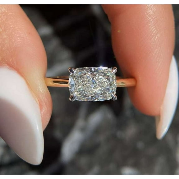 vylahjewellery Brilliant 1.50 Ct Cushion Cut 14K Rose Gold Moissanite Diamond Wedding Ring Gift for Women