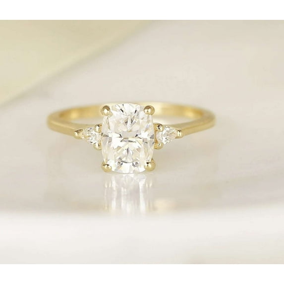 vylahjewellery 1.50 Ct Cushion Cut Forever Ring 18K White Gold Moissanite Side Stone Expensive Wedding Ring for Her