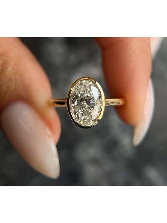 1 CT Oval Cut Solitaire Diamond Ring 14K Rose Gold Moissanite Anniversary Ring for Her