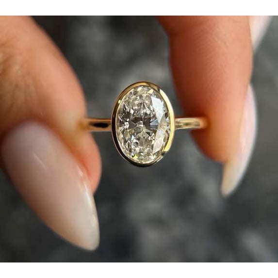 vylahjewellery 1 CT Oval Cut Solitaire Moissanite Diamond Ring 14K Rose Gold Anniversary Ring for Her