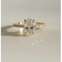 vylahjewellery 10K Rose Gold Moissanite Diamond Engagement Promise Ring Classic 2 CT Oval Cut Ring For Her