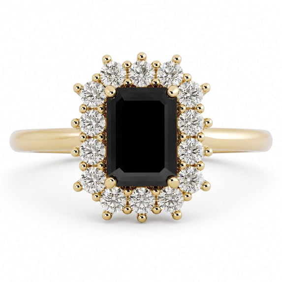 vylahjewellery Black Gemstone Birthday Gift Ring, Engagement Ring for Women, Halo Anniversary Proposal Ring