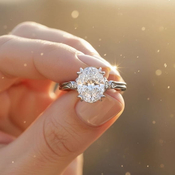 vylahjewellery 10K Yellow Vermeil Gold Anniversary Ring Proposal Ring Oval Cut Moissanite Diamond Wedding Ring Classic Engagement Ring for Her