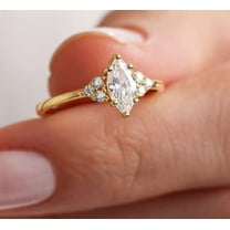 vylahjewellery 14K Rose Gold Moissanite Diamond Engagement Ring 1.50 Ct Marquise Cut Mother's Day Gift