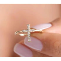 vylahjewellery 14K Rose Gold Round Cut Moissanite Diamond Criss Cross Anniversary Ring for Women Dainty Christian Faith Jewelry Promise Wedding Everyday Ring