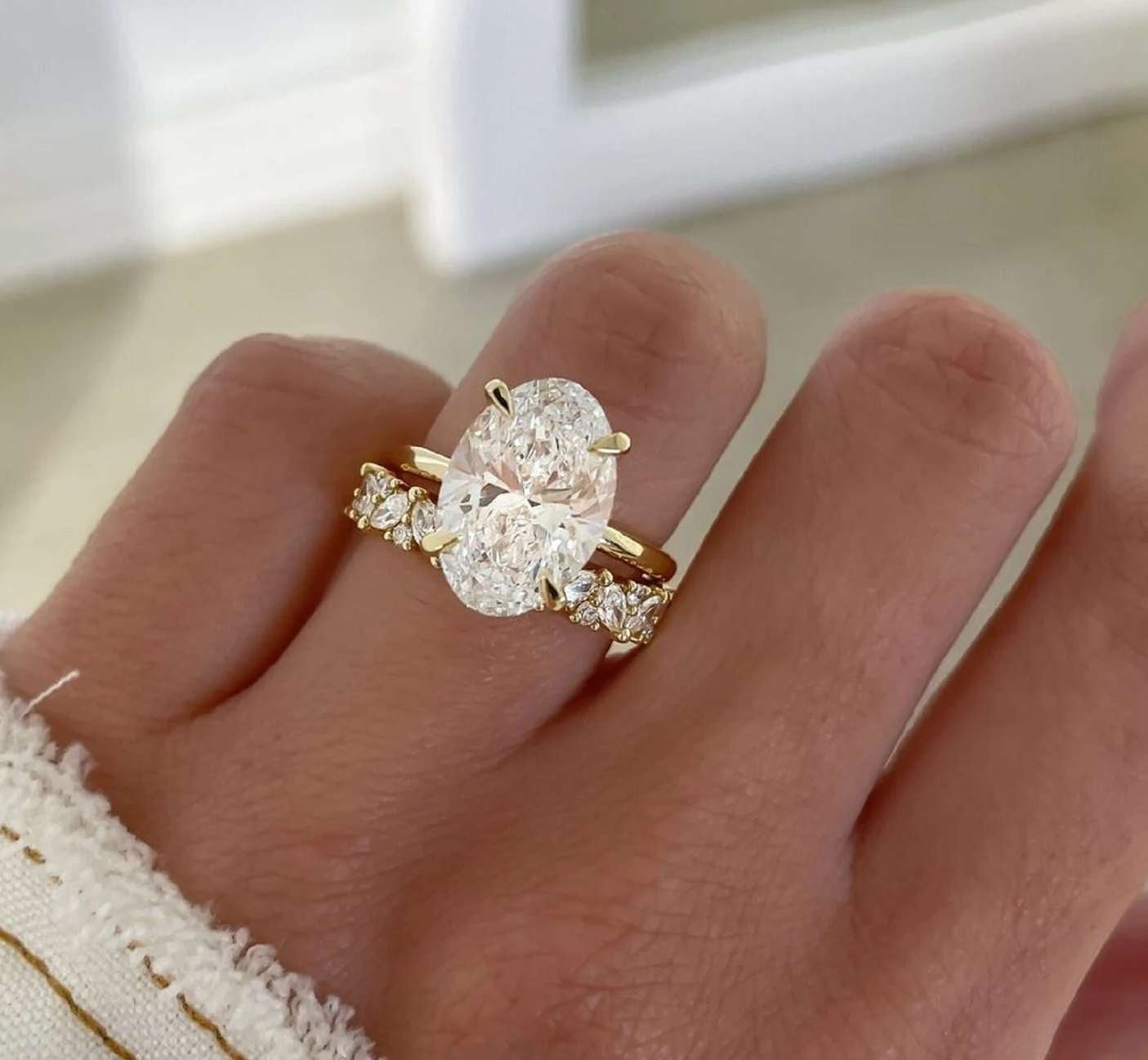 vylahjewellery 14K Yellow Gold Anniversary Ring 3 CT Moissanite Diamond Ring Oval Cut Ring Best Diamond Engagement Ring