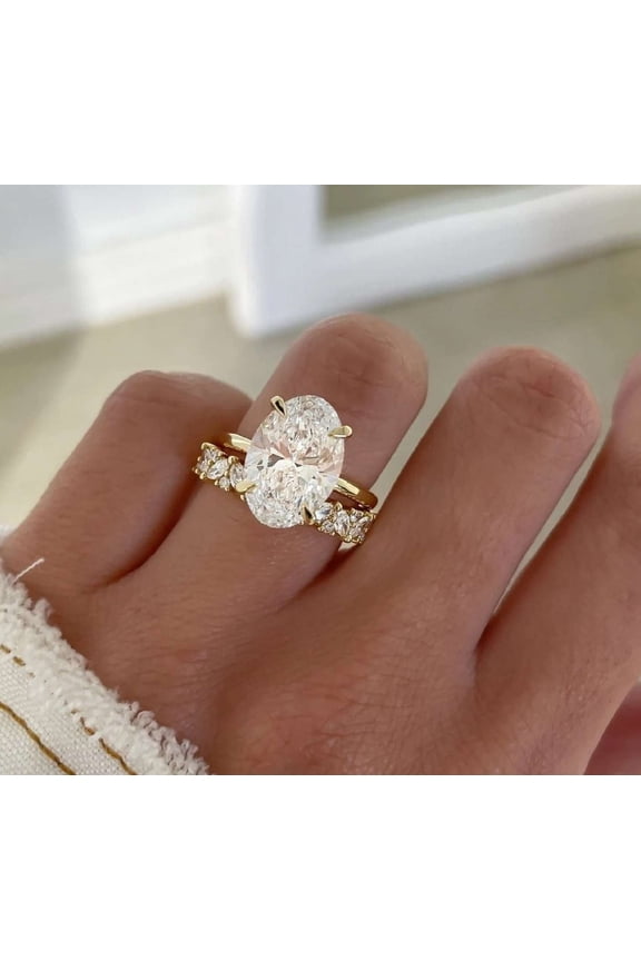 14K Yellow Gold Anniversary Ring 3 CT Moissanite Diamond Ring Oval Cut Ring Best Diamond Engagement Ring