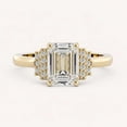 thumbnail image 1 of vylahjewellery 14K Yellow Gold Vermeil Emerald Cut Diamond Vintage Engagement Rings with Round Accents​ Wedding Emerald Proposal Ring for Women, 1 of 5