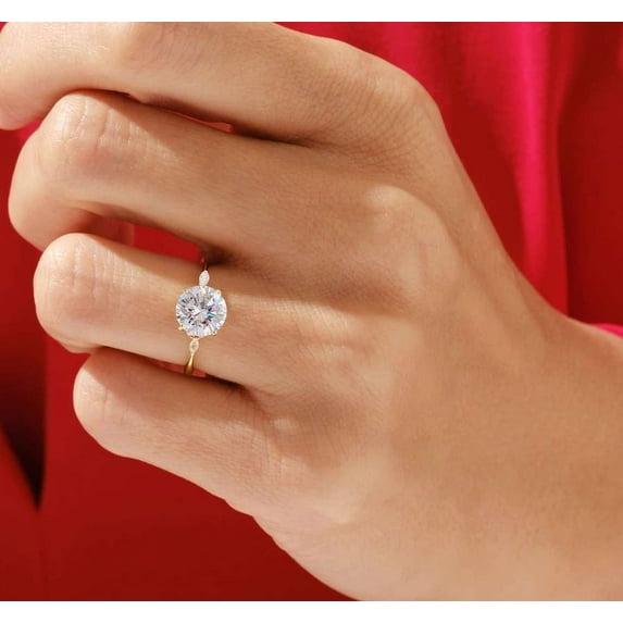 vylahjewellery 18K Rose Gold Ring 1 CT Round Cut Moissanite Diamond Proposal Engagement Ring Forever One