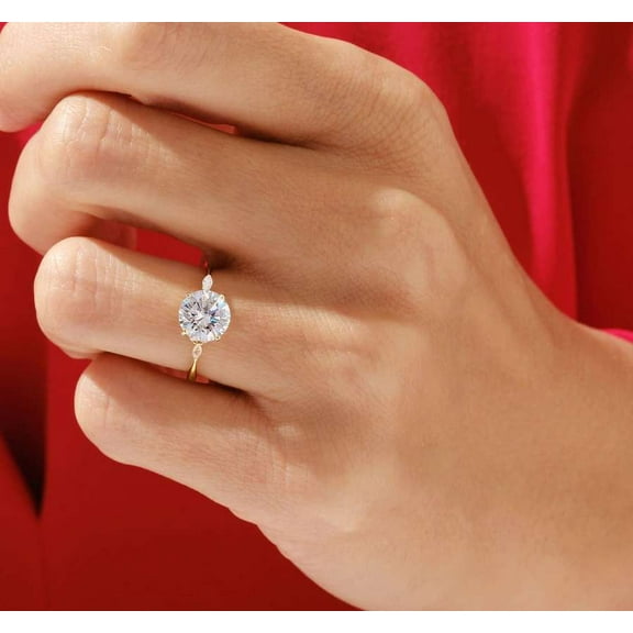 vylahjewellery 18K Rose Gold Ring 1 CT Round Cut Moissanite Diamond Proposal Engagement Ring Forever One