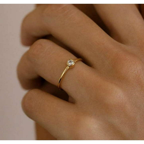 vylahjewellery 18K White Gold Ring 1 CT Brilliant Round Cut Moissanite Engagement Ring Gift for Special One