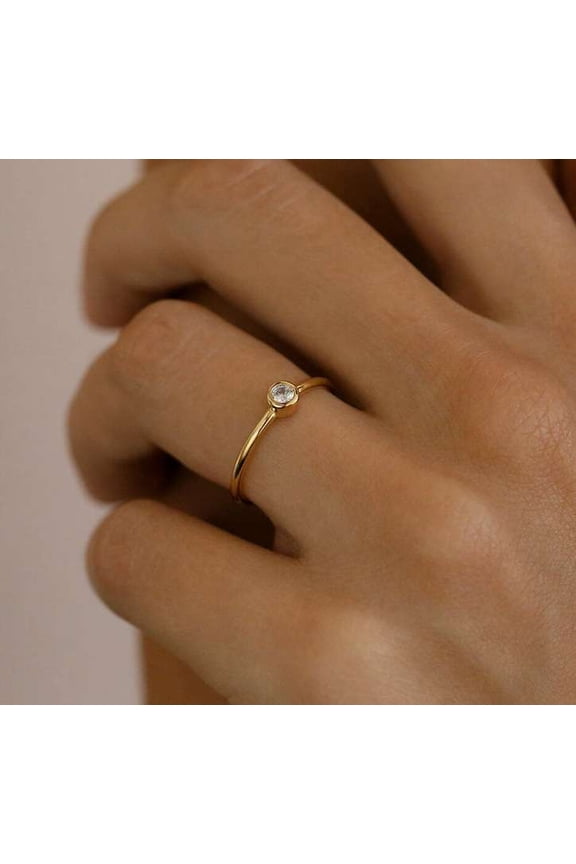 18K White Gold Ring 1 CT Brilliant Round Cut Moissanite Engagement Ring Gift for Special One