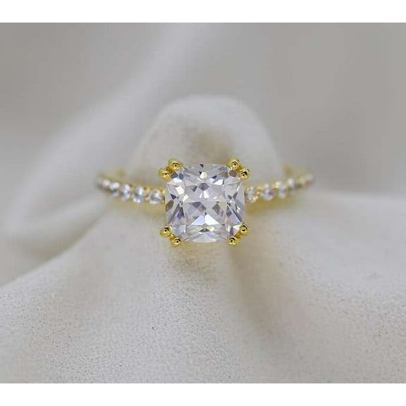 vylahjewellery 2 CT Cushion Cut Moissanite Diamond Ring 18K Rose Gold Engagement Ring Forever One