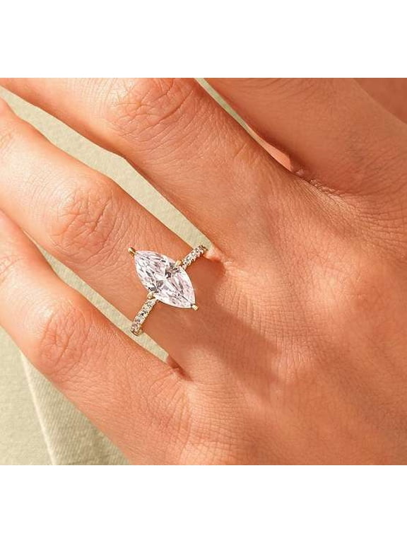 2 CT Marquise Cut Moissanite Diamond Promise Ring 10K Yellow Gold Engagement Ring for Girlfriend