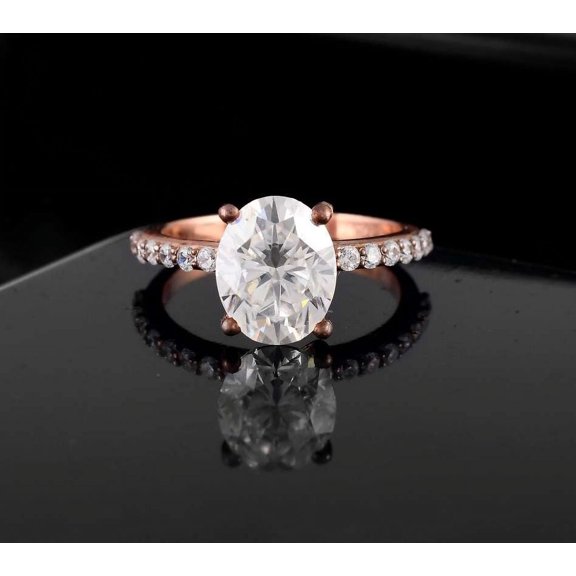 vylahjewellery 2 CT Oval Moissanite Engagement Ring 14K White Gold Wedding Anniversary Ring Gift for Her