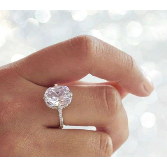 vylahjewellery 2 Ct Cushion Cut Moissanite Engagement Ring Hidden Halo 18K Gold Engagement Ring