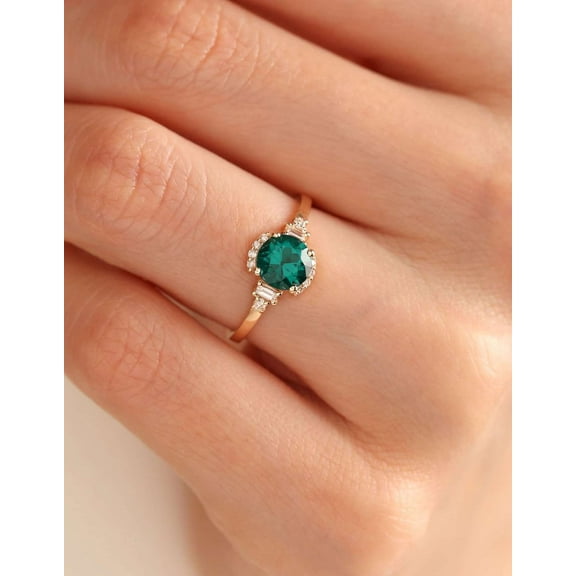 vylahjewellery 2 Ct Green Round Cut Comfort Fit Diamond Wedding Ring Plated White Gold Vintage Moissanite Promise Ring