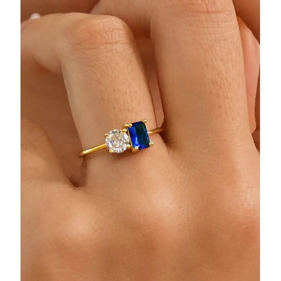vylahjewellery 2 Ct Round and Radiant Cut Engagement Forever Ring Plated White Gold 2 Stone Moissanite Diamond Ring