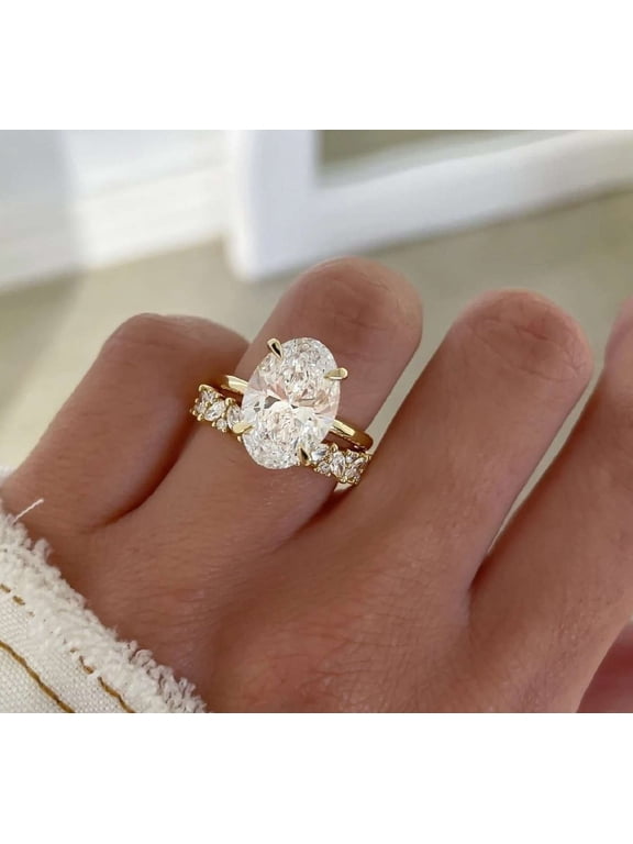 3 CT Moissanite Wedding Set Ring Oval Cut Ring Best Diamond Engagement Ring