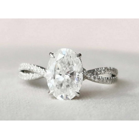 vylahjewellery 3 CT Oval Cut Moissanite Diamond Anniversary Ring 18K Rose Gold Ring Hidden Halo Promise Ring for Her