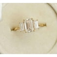 thumbnail image 1 of vylahjewellery 3 Stone Diamond Ring - Plated Rose Gold Ring - 2.5Ct Emerald Moissanite - Engagement Anniversary Ring - Promise Ring for Her, 1 of 6