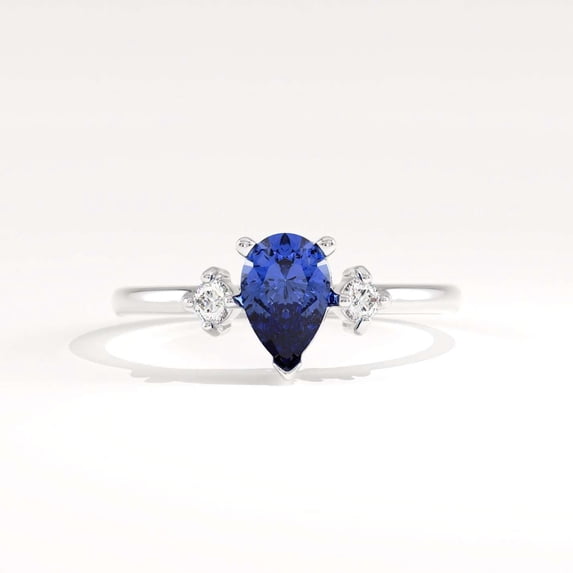 vylahjewellery 925 Sterling Silver Wedding Proposal Ring Classic Moissanite Birthday Gift Ring Teardrop Blue Gemstone Engagement Anniversary Ring for Women