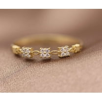 vylahjewellery Beautiful 1 CT Round Cut Moissanite Diamond Ring 14K Yellow Gold Engagement Ring Gift for Special One