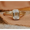 thumbnail image 1 of vylahjewellery Bezel 1.5 Ct Emerald Cut Moissanite - Decorative Engagement Ring - Plated Yellow Gold Ring - Vintage Diamond Ring, 1 of 6
