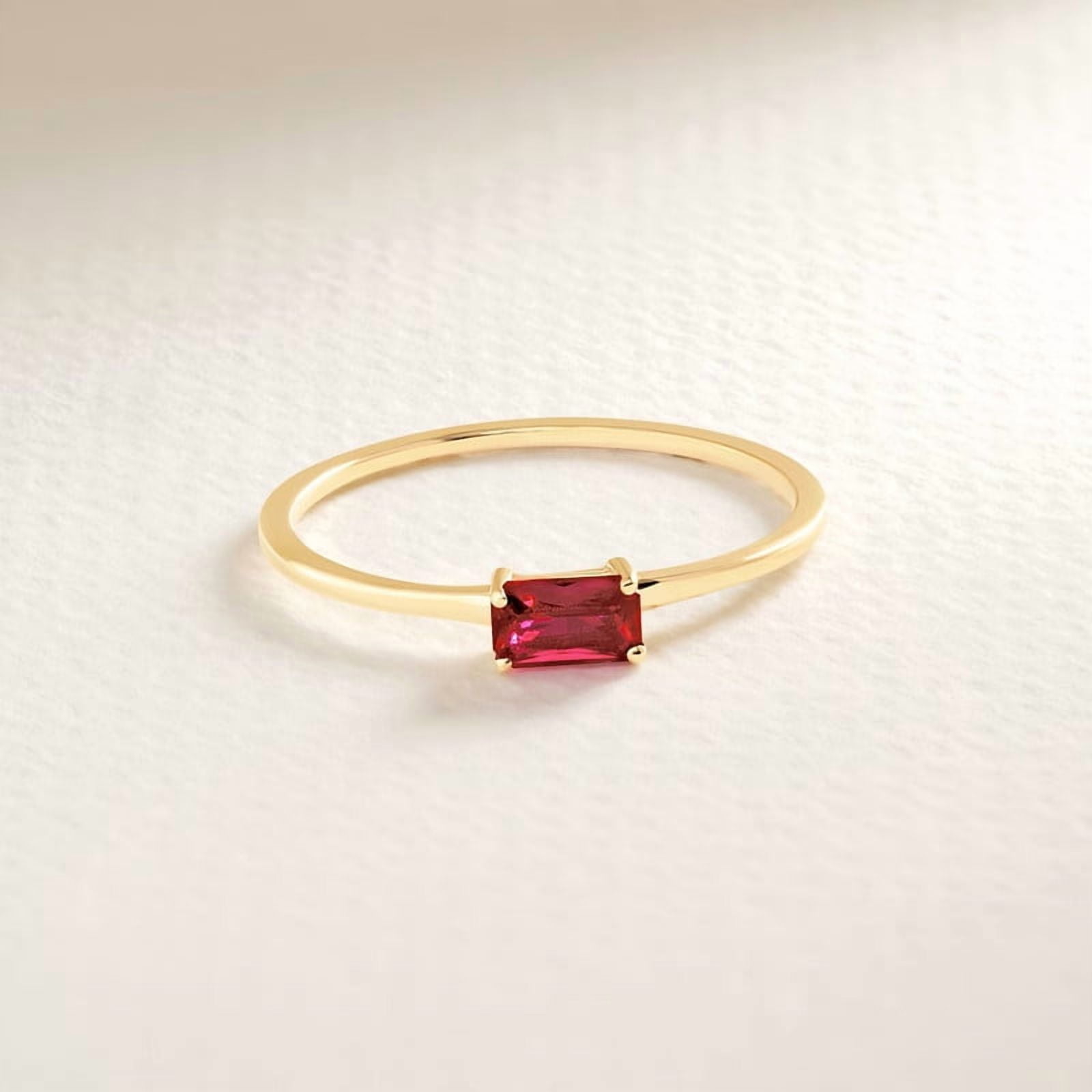 vylahjewellery Birthstone Pink Emerald Cut Moissanite Diamond Proposal ...