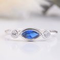 thumbnail image 1 of vylahjewellery Blue Marquise Diamond Engagement Rings with Round Side Stones White Gold Plated Band Promise Rings for Women, 1 of 8