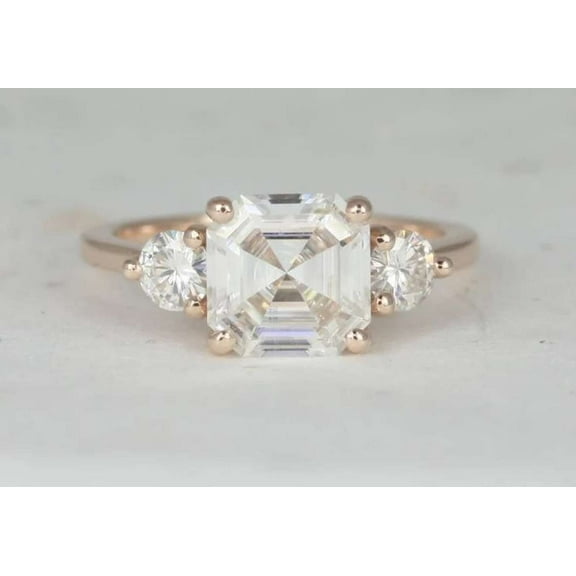 vylahjewellery Briliant 1.50 Ct Asscher Cut Engagement Ring for Her 14K Rose Gold Ring Moissanite Diamond Expensive Ring