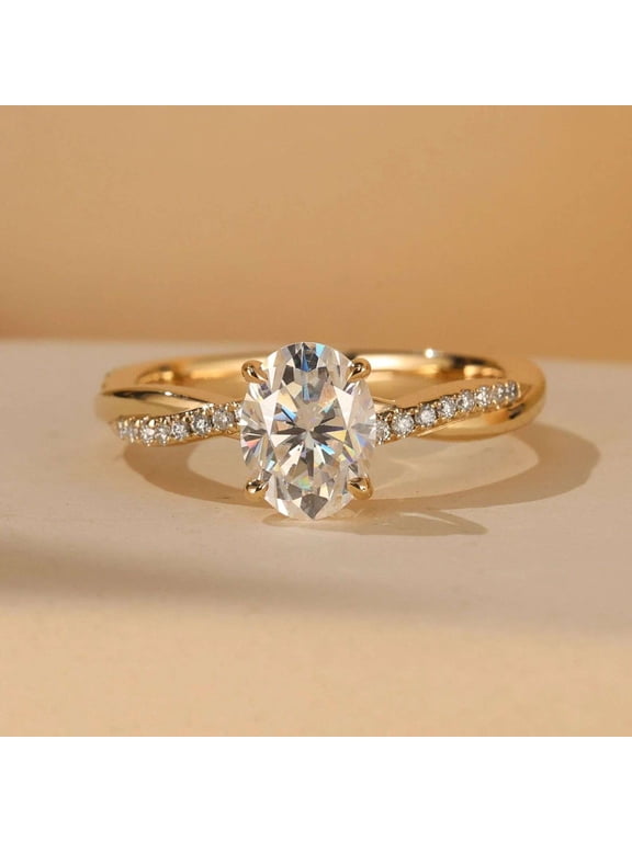 Brilliance Handmade Jewelry 1.50 Ct Oval Cut Diamond Promise Ring Moissanite Plated White Gold Engagement Ring