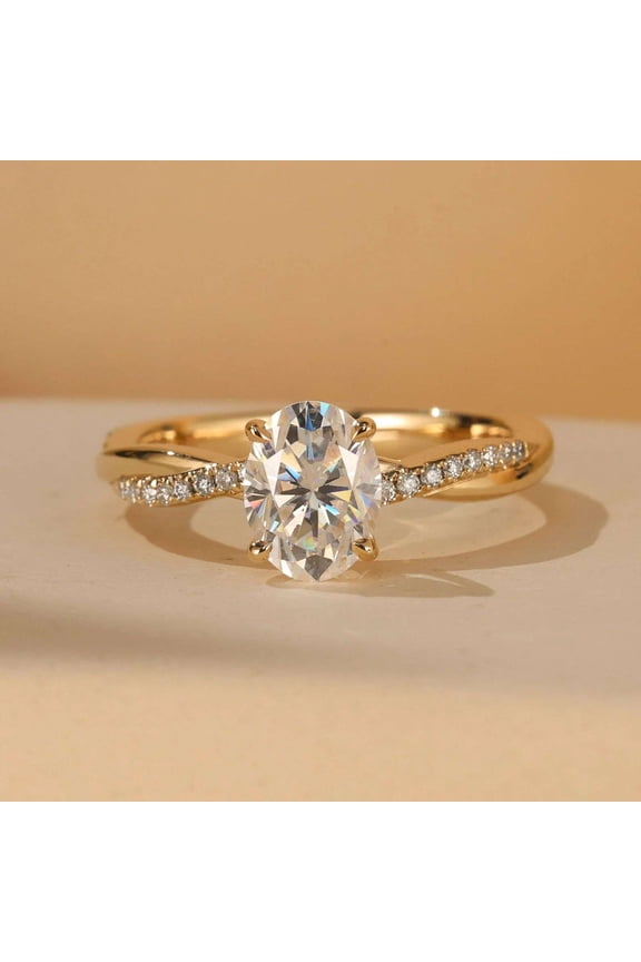 Brilliance Handmade Jewelry 1.50 Ct Oval Cut Diamond Promise Ring Moissanite Plated White Gold Engagement Ring