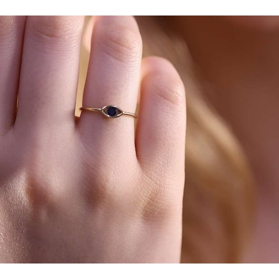 vylahjewellery Brilliant Blue Round Cut 1 CT Moissanite Diamond Solitaire Ring Woman Proposal 14K Yellow Gold Eye Shape Wedding Ring