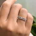 thumbnail image 1 of vylahjewellery Brilliant Emerald Cut Diamond Half Eternity Ring for Women 14K Vermeil Yellow Gold Moissanite Wedding Band Stackable Promise Ring, 1 of 8