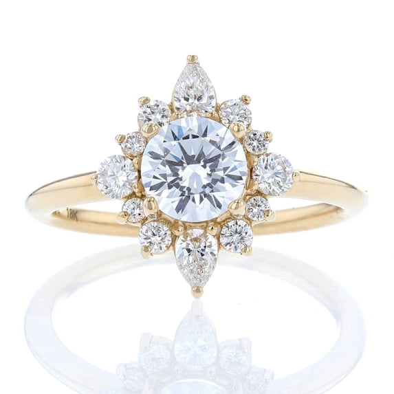 vylahjewellery Brilliant Round Cut Diamond Engagement Ring 10K Vermeil Yellow Gold Promise Anniversary Bridal Jewelry Vintage Luxury Design Handmade Wedding Rings