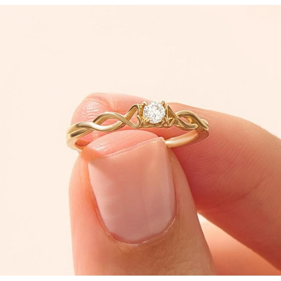 vylahjewellery Brilliant Round Cut Moissanite Diamond Anniversary Ring September Born Birthstone Wedding Bands for Women 10K Yellow Gold Engagement Promise Ring