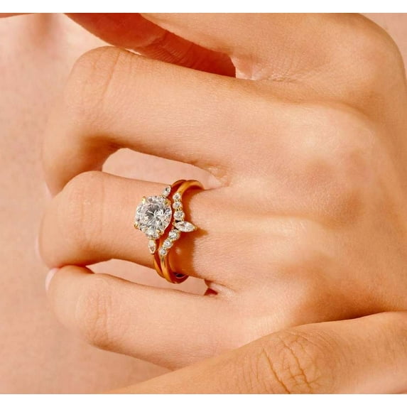 vylahjewellery Brilliant Round and Marquise Cut 2.5 CT Moissanite Diamond Ring Best Woman Gift Vintage Wedding Ring for Her