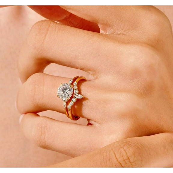 vylahjewellery Brilliant Round and Marquise Cut 2.5 CT Moissanite Diamond Ring Best Woman Gift Vintage Wedding Ring for Her