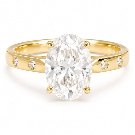 vylahjewellery Oval Cut Moissanite Ring, Solitaire Engagement Ring for Women, Wedding Ring with Flush Set Band