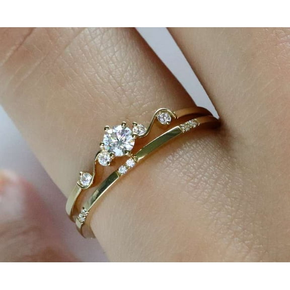 vylahjewellery Classic 10k Rose Gold Ring 1.50 CT Round Cut Moissanite Delicat Engagement Wedding Ring