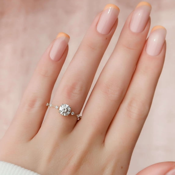 vylahjewellery Classic Round Cut Moissanite Solitaire Ring for Women 10K Vermeil Yellow Gold Minimalist Engagement Wedding Promise Bridal Jewelry Comfort Fit Anniversary Rings