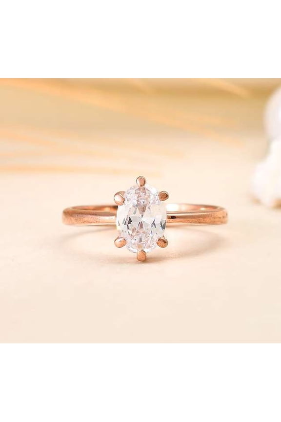 Classic Solitaire Ring Six Prong Oval Cut 1 Ct Moissanite Engagement Ring Special Ring for Special One