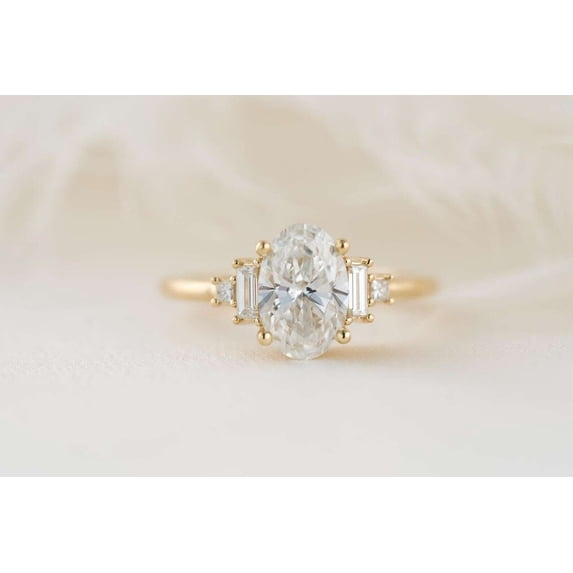vylahjewellery Classic Vermeil Yellow Gold Wedding Anniversary Ring Oval Cut Moissanite Diamond Proposal Ring Comfort Fit Engagement Ring for Women