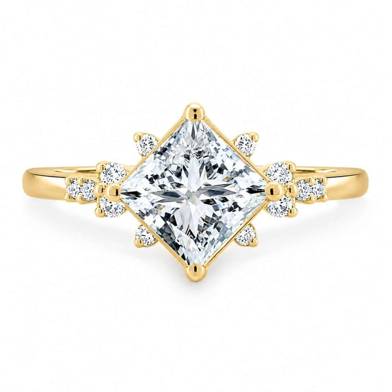 vylahjewellery Princess Moissanite Engagement Ring, Wedding & Proposal Ring for Women, Bezel Set Anniversary Ring, Birthday Gift Ring