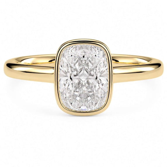 vylahjewellery Cushion Cut Moissanite Ring, Modern Engagement Ring for Women, Bezel Set Solitaire Wedding Ring