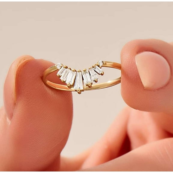 vylahjewellery Dainty 1.50 CT Baguette Cut Moissanite Diamond Ring 14K Rose Gold Wedding Gift Ring For Women's