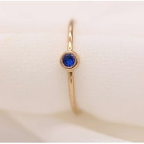 vylahjewellery Dainty Bezel 1 CT Round Cut Blue Moissanite Diamond Ring 10K Yellow Gold Anniversary Ring Comfort Fit Mother's Day Gift