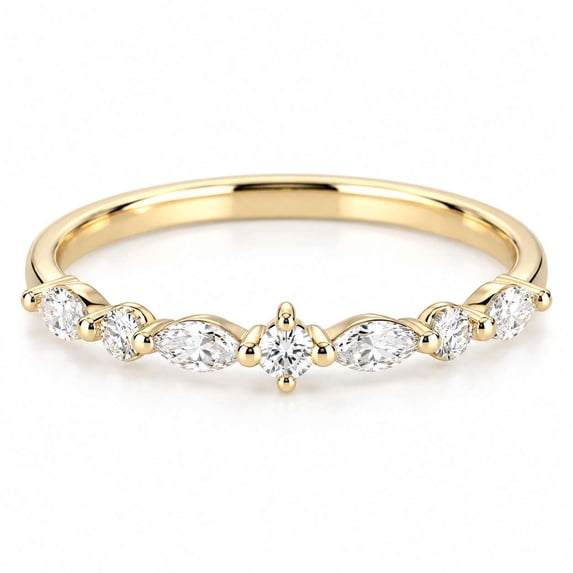 vylahjewellery Dainty Marquise Cut Moissanite Wedding Band Half Eternity Engagement Ring Birthday Gift Anniversary Gift for Wife